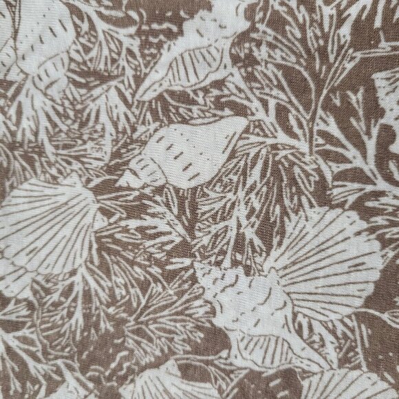 J. Jill Womens L Tall Brown Seashell Coral Print Linen-Blend 3/4 Tunic Top New - Picture 3 of 8